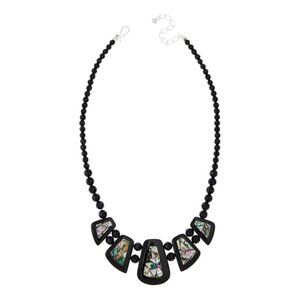 Jay King Sterling Silver Black Chalcedony & Abalone Reversible Necklace, 18"